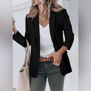 Cicy Bell Black One-Button Tailored Blazer Jacket